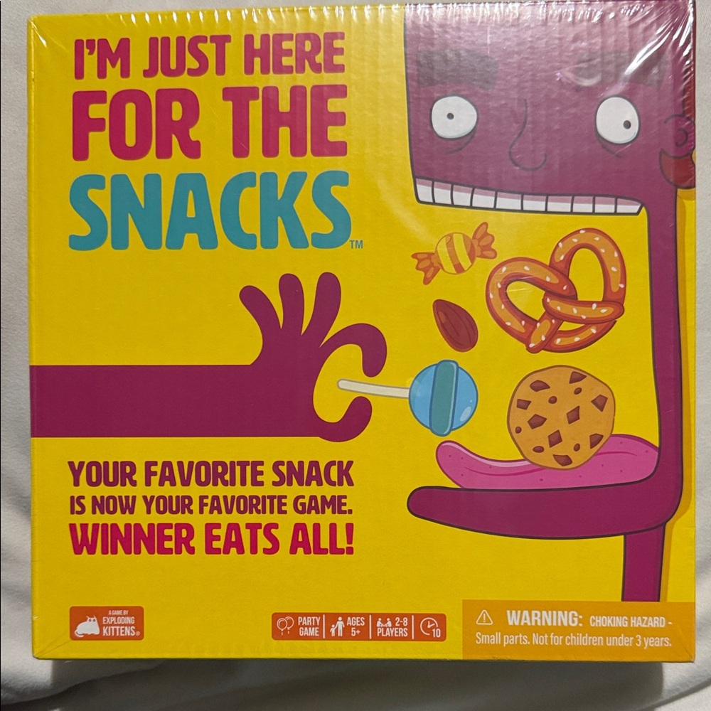Exploding Kittens I'm Just Here for the Snacks Board Game - Yellow and Purple